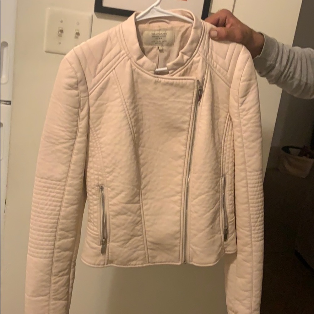 Stunning pale pink leather jacket size XL - Picture 2 of 3